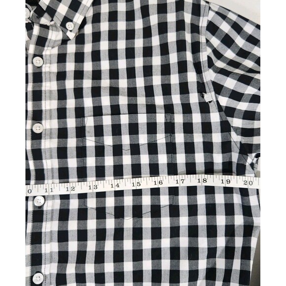 Luke & Dutch Men's Medium Black & White Checked Plaid Log Sleeve Button-up - Picture 5 of 11